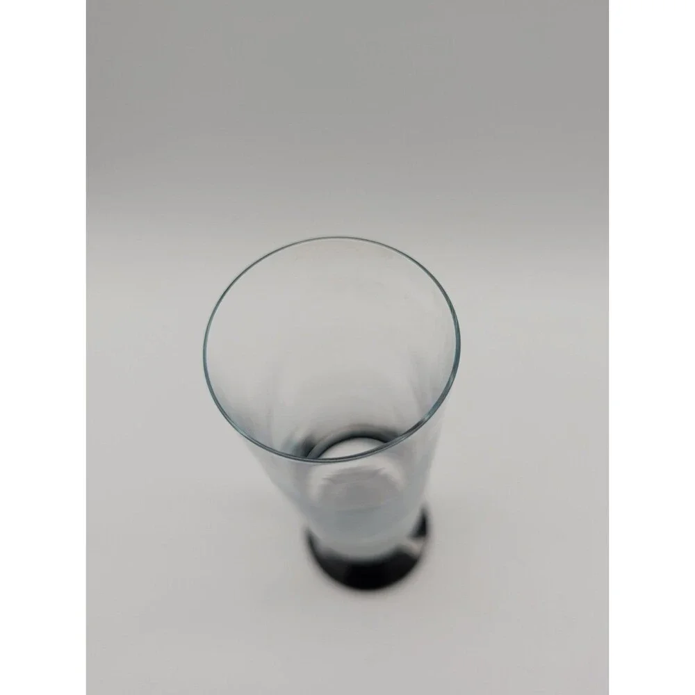 Crate and Barrel Viva Black Stem Champagne Flute Glass 7 1/2